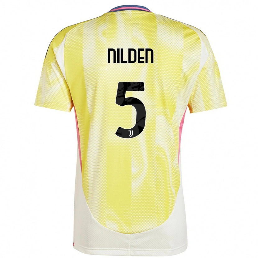 Danxen Børn Amanda Nilden #5 Solgul Udebane Spillertrøjer 2024/25 Trøje T-Shirt