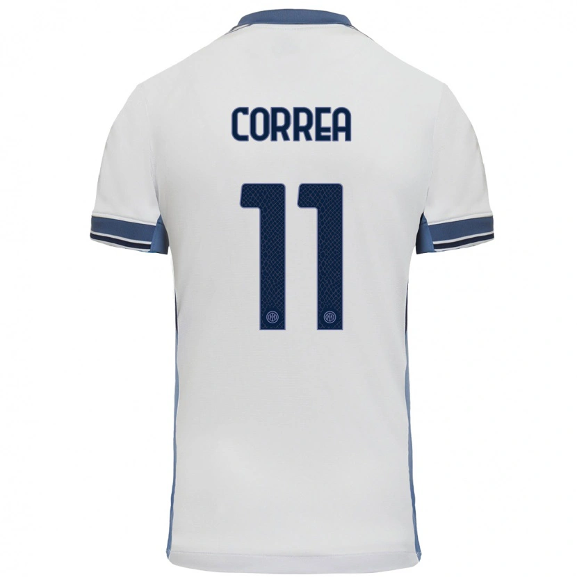 Danxen Børn Joaquín Correa #11 Hvid Grå Udebane Spillertrøjer 2024/25 Trøje T-Shirt