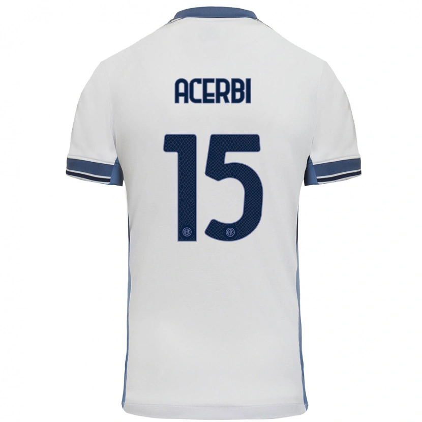 Danxen Børn Francesco Acerbi #15 Hvid Grå Udebane Spillertrøjer 2024/25 Trøje T-Shirt