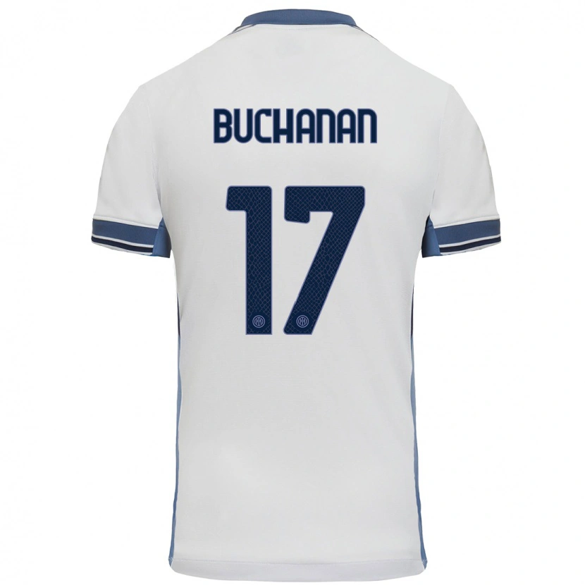 Danxen Børn Tajon Buchanan #17 Hvid Grå Udebane Spillertrøjer 2024/25 Trøje T-Shirt