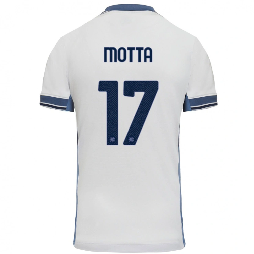 Danxen Børn Matteo Motta #17 Hvid Grå Udebane Spillertrøjer 2024/25 Trøje T-Shirt