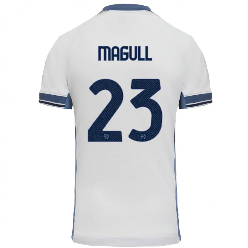 Danxen Børn Lina Magull #23 Hvid Grå Udebane Spillertrøjer 2024/25 Trøje T-Shirt