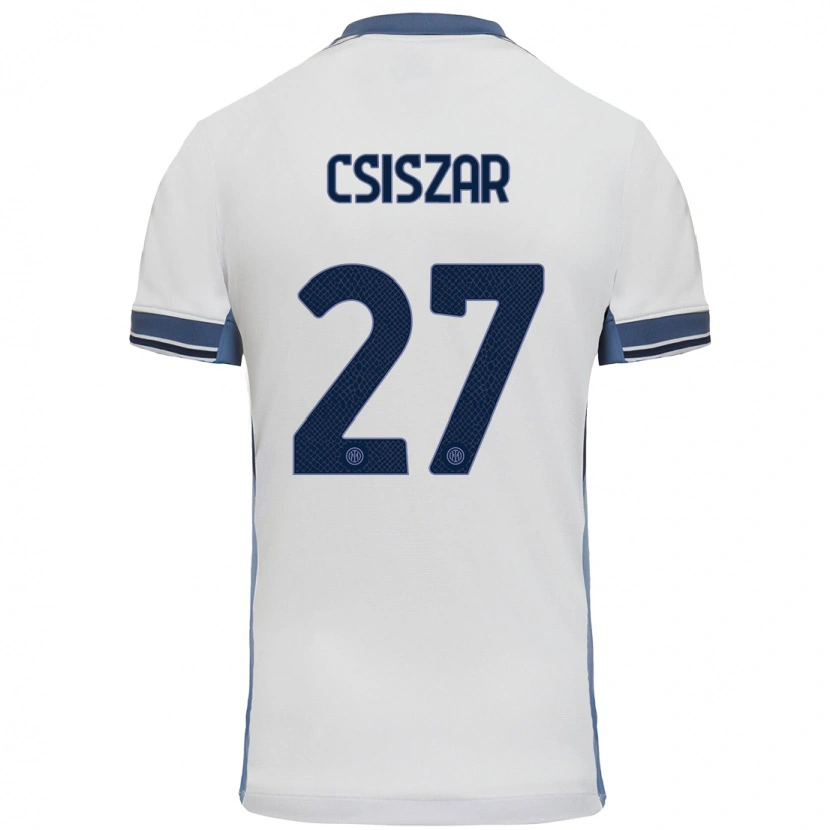 Danxen Børn Henrietta Csiszár #27 Hvid Grå Udebane Spillertrøjer 2024/25 Trøje T-Shirt