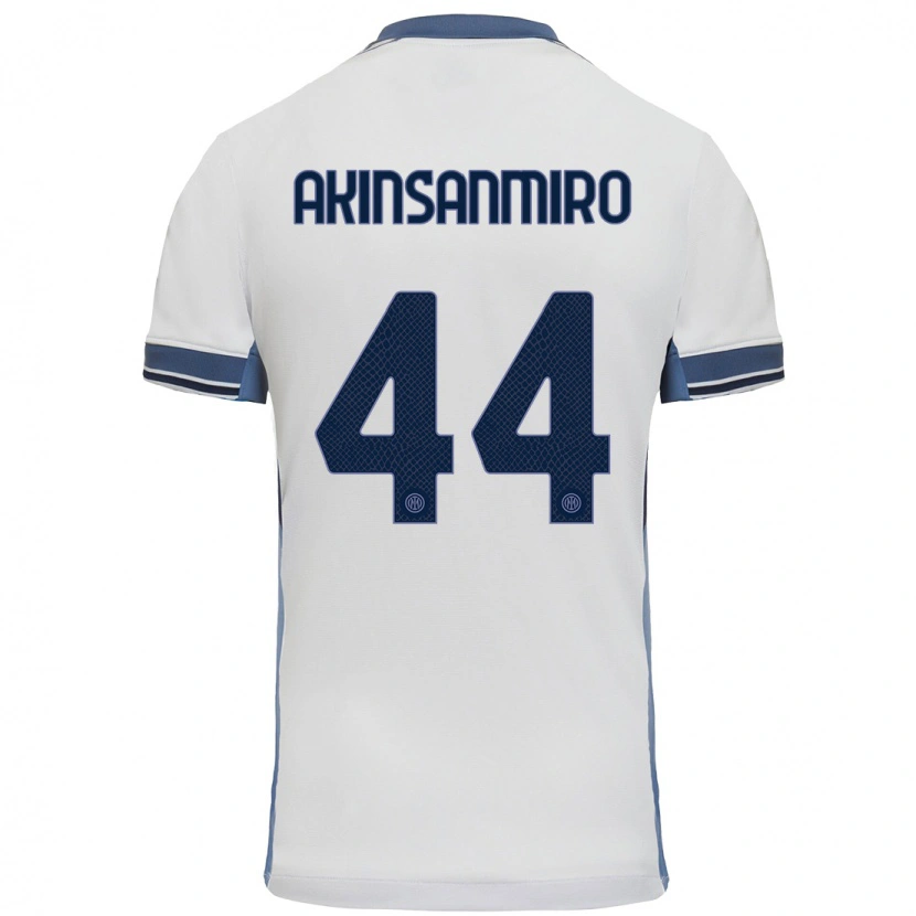 Danxen Børn Ebenezer Akinsanmiro #44 Hvid Grå Udebane Spillertrøjer 2024/25 Trøje T-Shirt