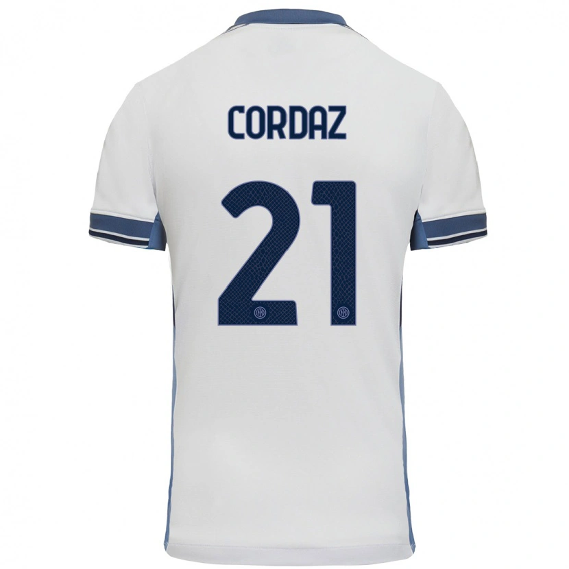 Danxen Børn Alex Cordaz #21 Hvid Grå Udebane Spillertrøjer 2024/25 Trøje T-Shirt