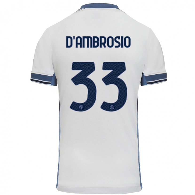 Danxen Børn Danilo D'ambrosio #33 Hvid Grå Udebane Spillertrøjer 2024/25 Trøje T-Shirt