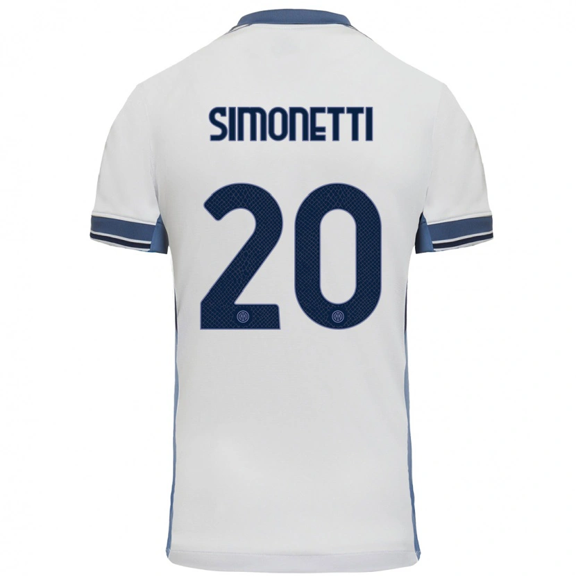 Danxen Børn Flaminia Simonetti #20 Hvid Grå Udebane Spillertrøjer 2024/25 Trøje T-Shirt