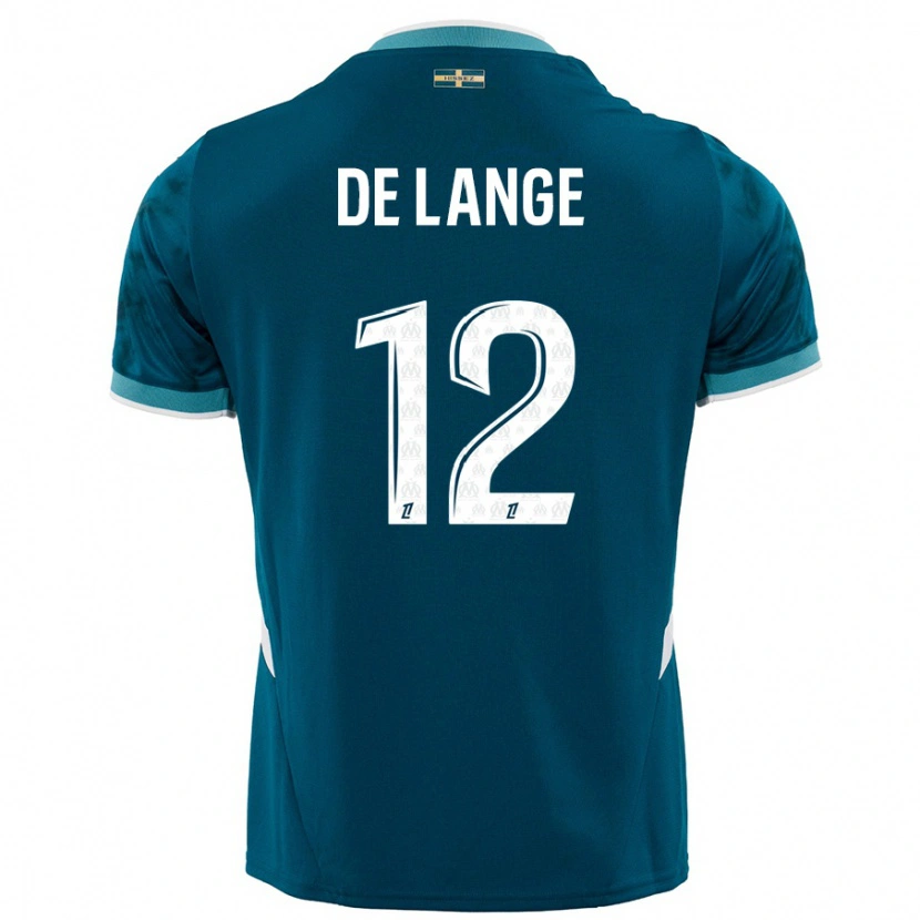 Danxen Børn Jeffrey De Lange #12 Turkis Blå Udebane Spillertrøjer 2024/25 Trøje T-Shirt