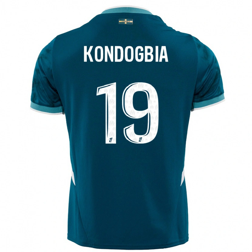 Danxen Børn Geoffrey Kondogbia #19 Turkis Blå Udebane Spillertrøjer 2024/25 Trøje T-Shirt