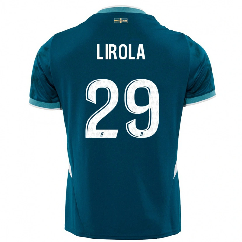Danxen Børn Pol Lirola #29 Turkis Blå Udebane Spillertrøjer 2024/25 Trøje T-Shirt