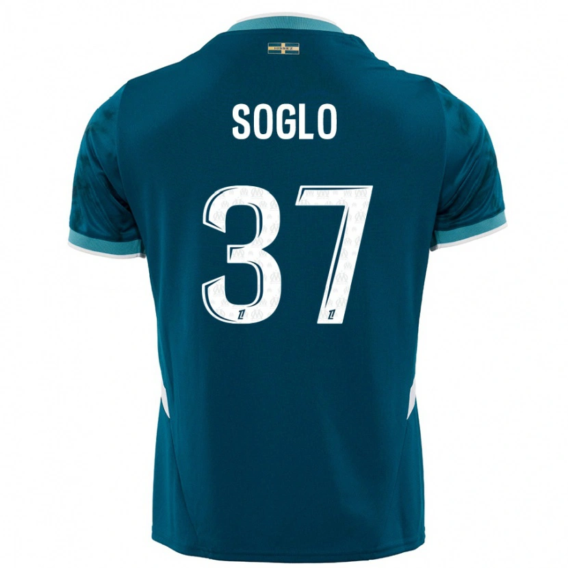 Danxen Børn Emran Soglo #37 Turkis Blå Udebane Spillertrøjer 2024/25 Trøje T-Shirt