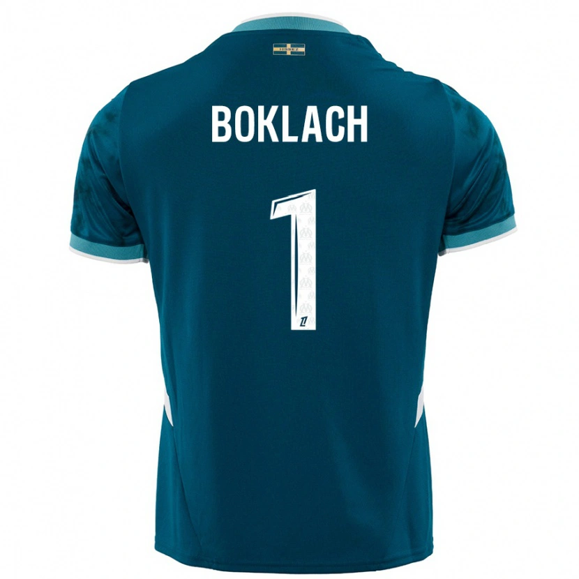 Danxen Børn Kateryna Boklach #1 Turkis Blå Udebane Spillertrøjer 2024/25 Trøje T-Shirt