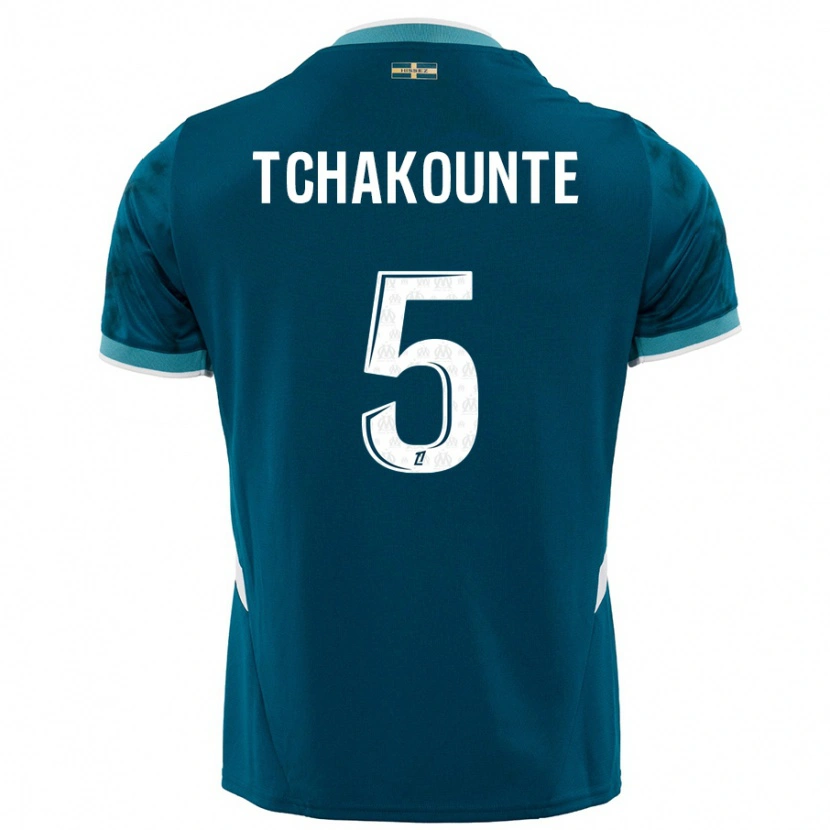 Danxen Børn Annaëlle Tchakounté #5 Turkis Blå Udebane Spillertrøjer 2024/25 Trøje T-Shirt