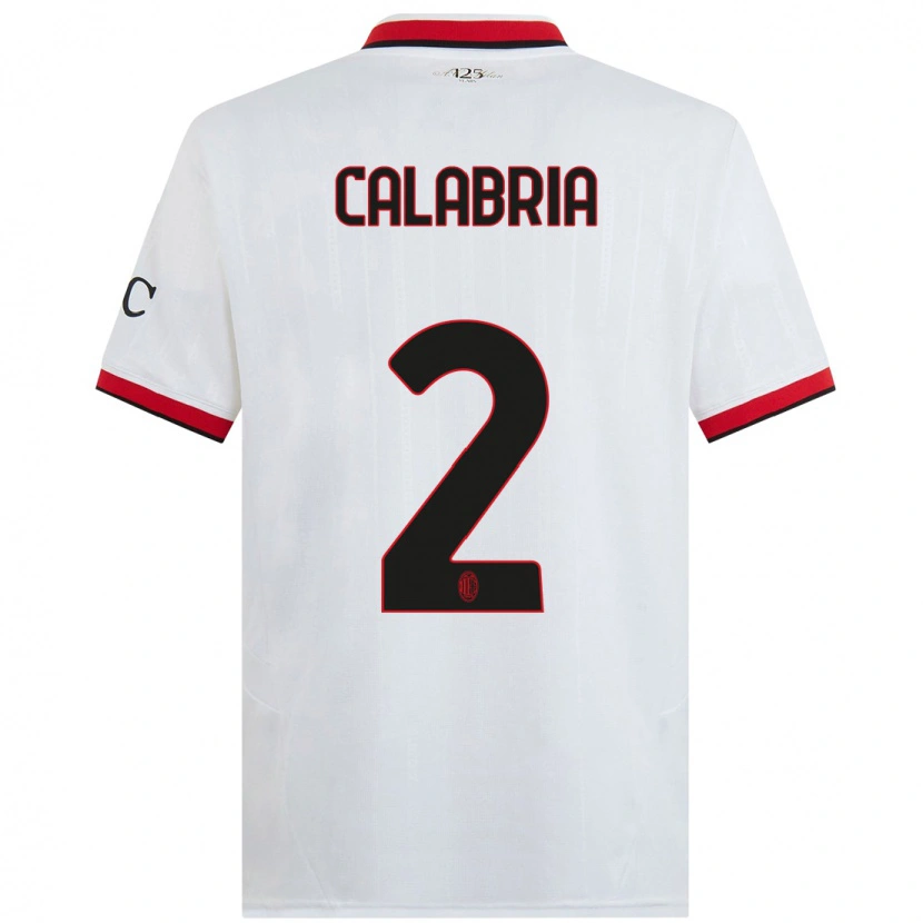 Danxen Børn Davide Calabria #2 Hvid Sort Rød Udebane Spillertrøjer 2024/25 Trøje T-Shirt