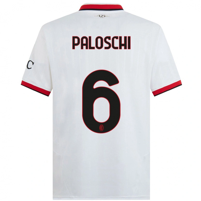 Danxen Børn Dorian Paloschi #6 Hvid Sort Rød Udebane Spillertrøjer 2024/25 Trøje T-Shirt