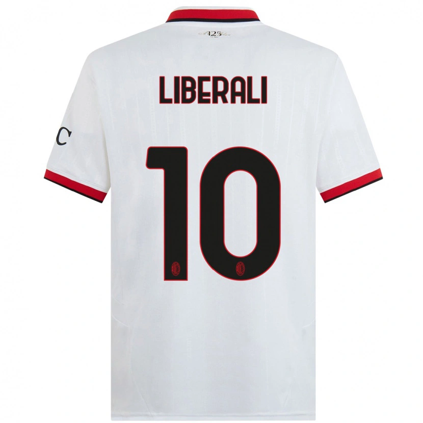 Danxen Børn Mattia Liberali #10 Hvid Sort Rød Udebane Spillertrøjer 2024/25 Trøje T-Shirt