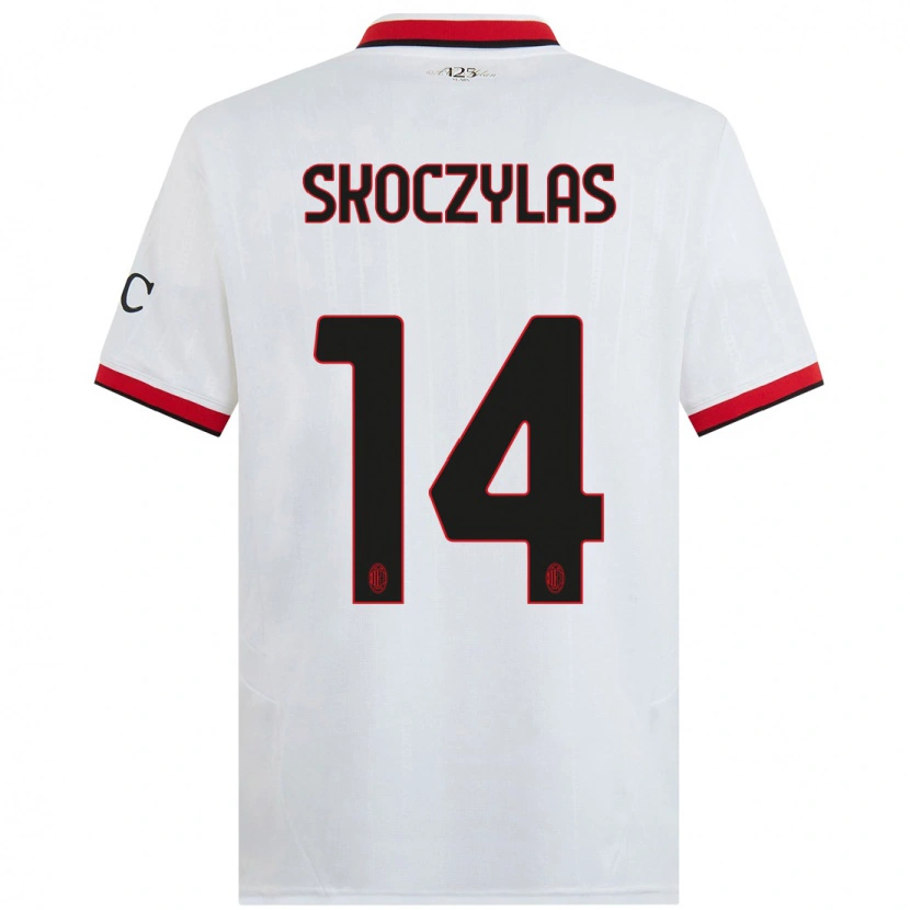 Danxen Børn Mateusz Skoczylas #14 Hvid Sort Rød Udebane Spillertrøjer 2024/25 Trøje T-Shirt