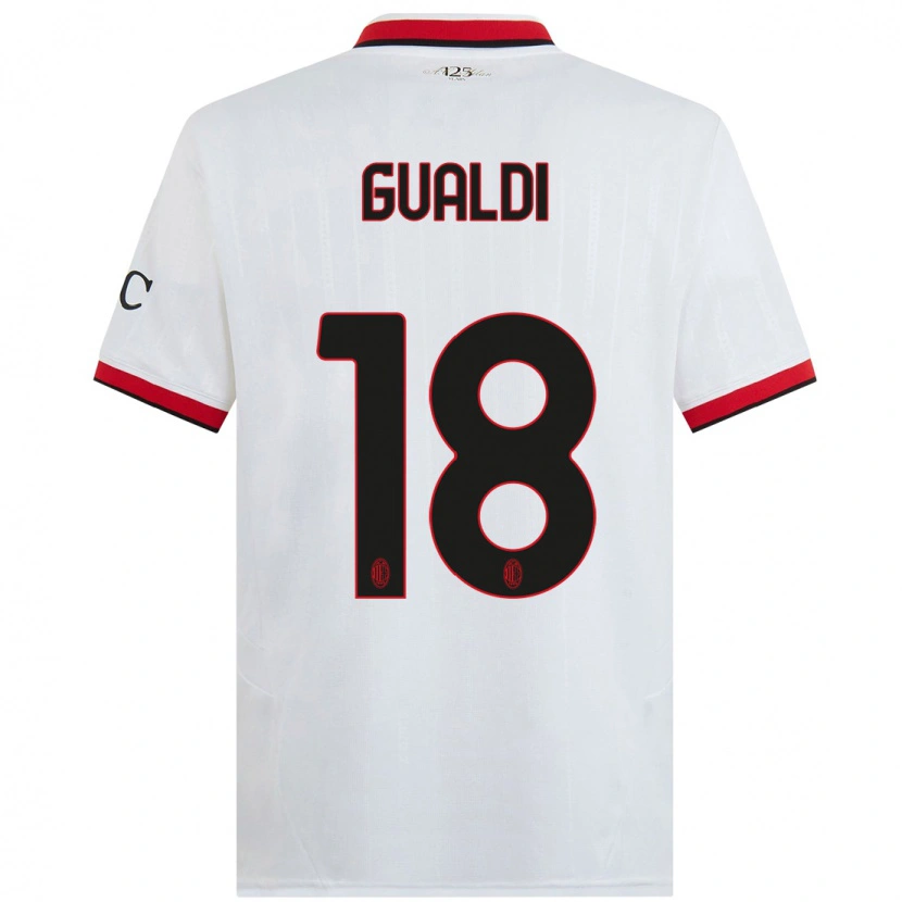 Danxen Børn Andrea Gualdi #18 Hvid Sort Rød Udebane Spillertrøjer 2024/25 Trøje T-Shirt