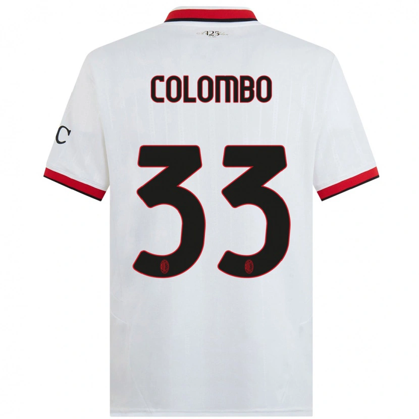 Danxen Børn Federico Colombo #33 Hvid Sort Rød Udebane Spillertrøjer 2024/25 Trøje T-Shirt