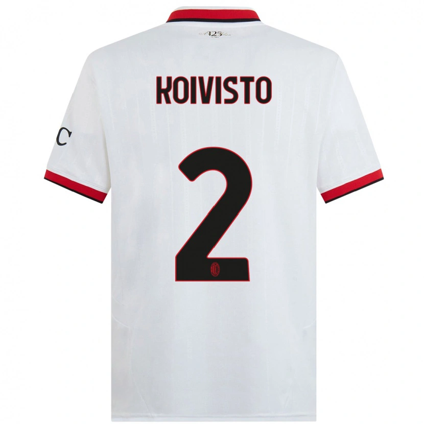 Danxen Børn Emma Koivisto #2 Hvid Sort Rød Udebane Spillertrøjer 2024/25 Trøje T-Shirt
