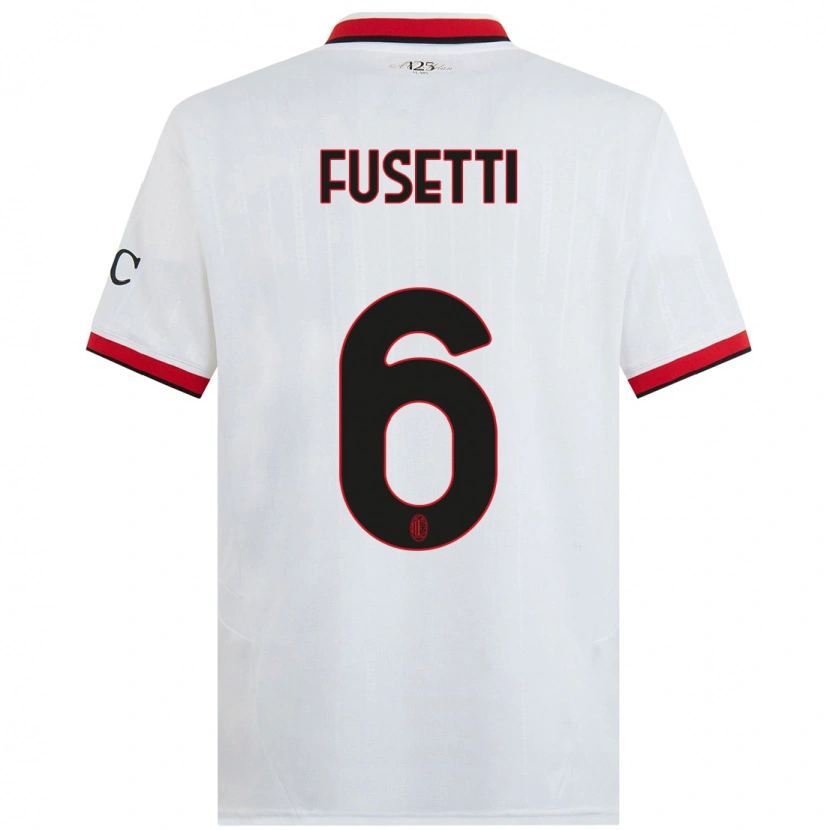 Danxen Børn Laura Fusetti #6 Hvid Sort Rød Udebane Spillertrøjer 2024/25 Trøje T-Shirt