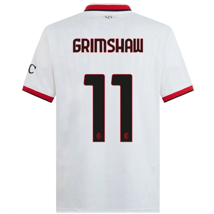 Danxen Børn Christy Grimshaw #11 Hvid Sort Rød Udebane Spillertrøjer 2024/25 Trøje T-Shirt