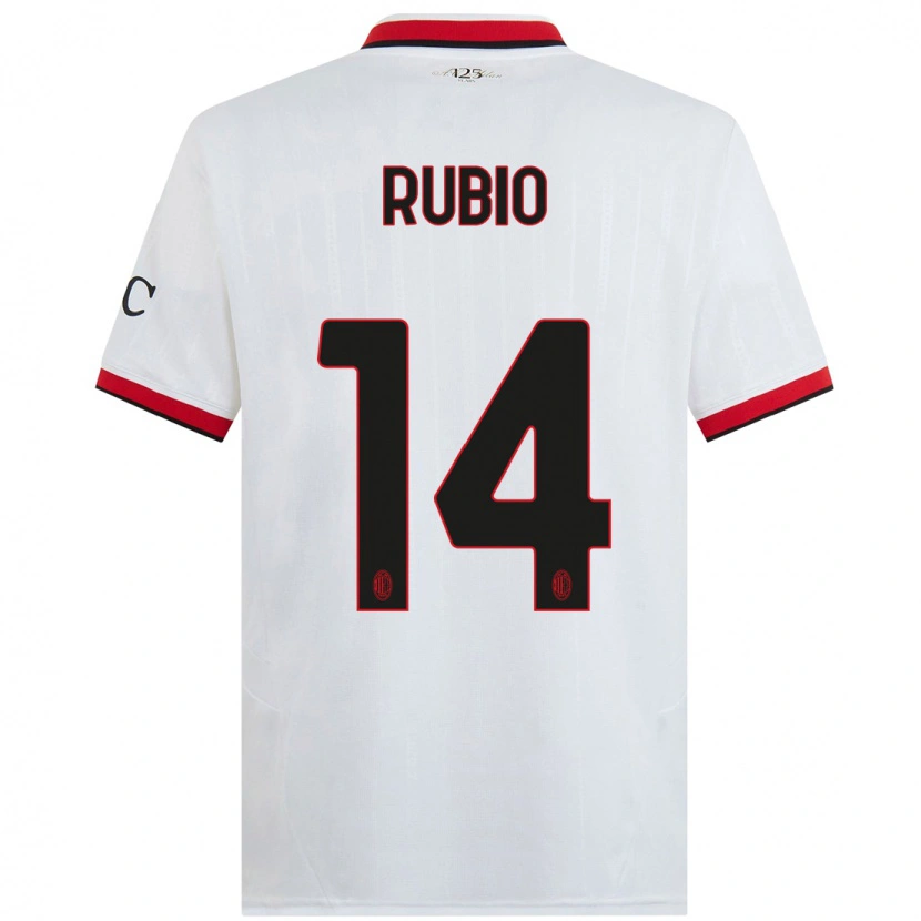 Danxen Børn Silvia Rubio #14 Hvid Sort Rød Udebane Spillertrøjer 2024/25 Trøje T-Shirt