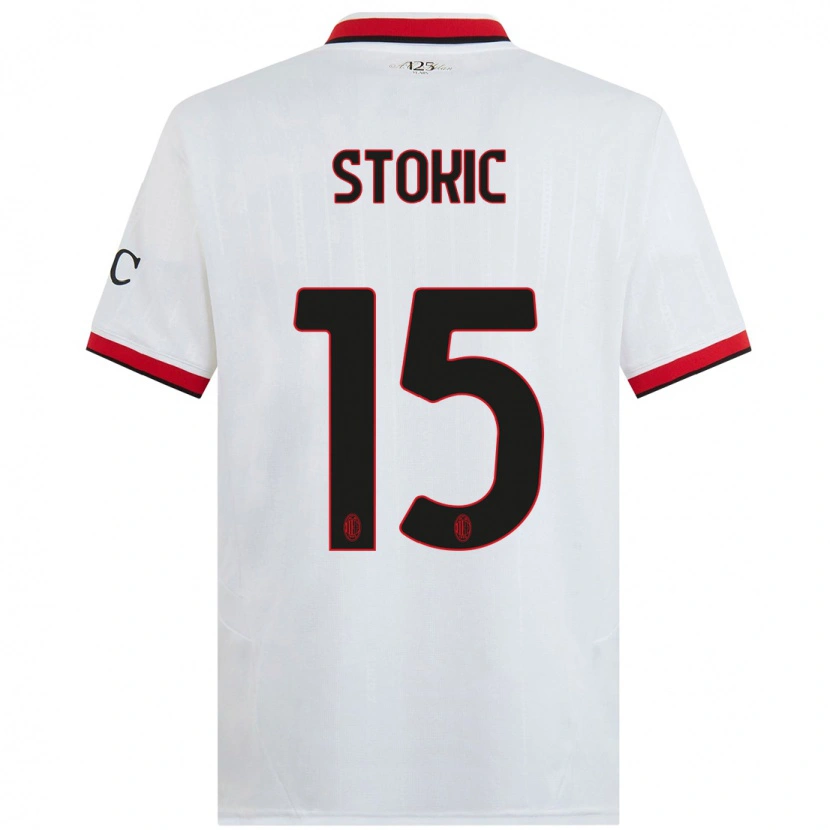 Danxen Børn Sara Stokić #15 Hvid Sort Rød Udebane Spillertrøjer 2024/25 Trøje T-Shirt
