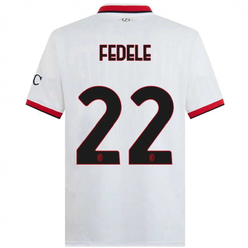 Danxen Børn Noemi Fedele #22 Hvid Sort Rød Udebane Spillertrøjer 2024/25 Trøje T-Shirt
