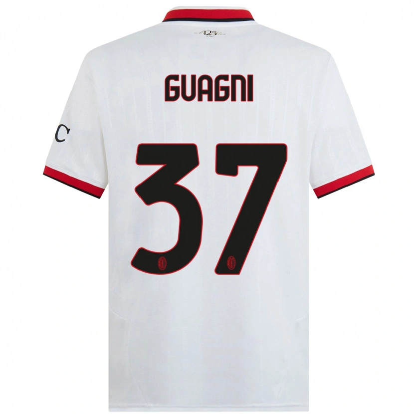 Danxen Børn Alia Guagni #37 Hvid Sort Rød Udebane Spillertrøjer 2024/25 Trøje T-Shirt