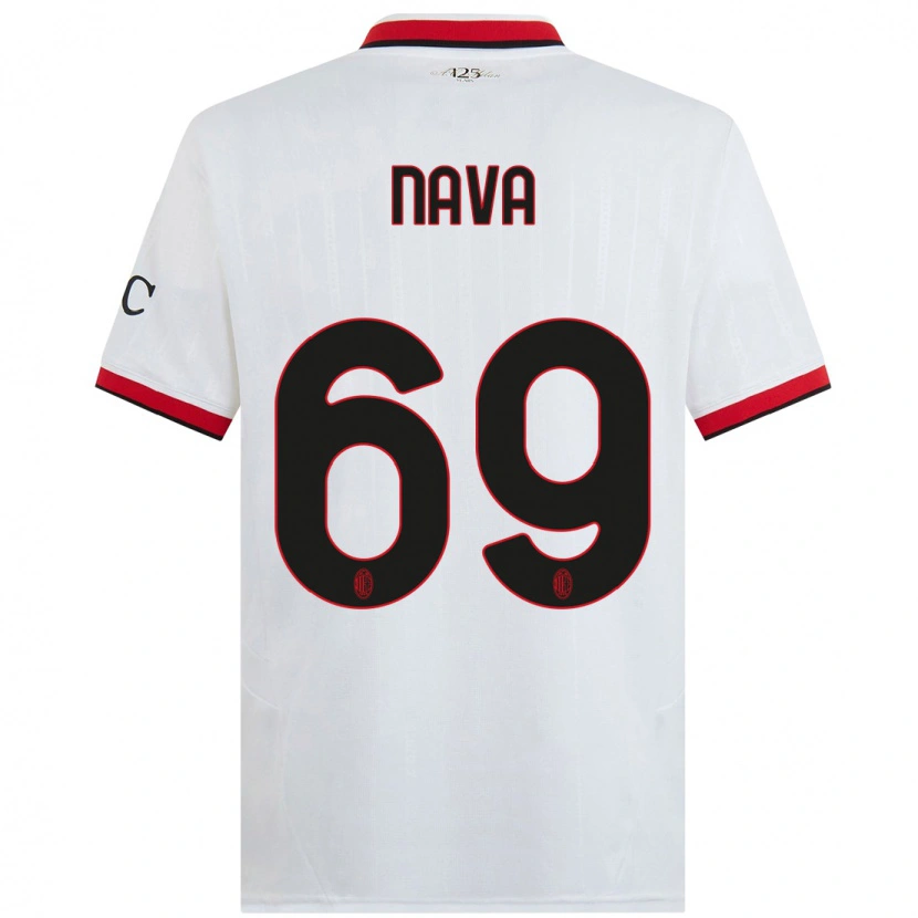Danxen Børn Lapo Nava #69 Hvid Sort Rød Udebane Spillertrøjer 2024/25 Trøje T-Shirt