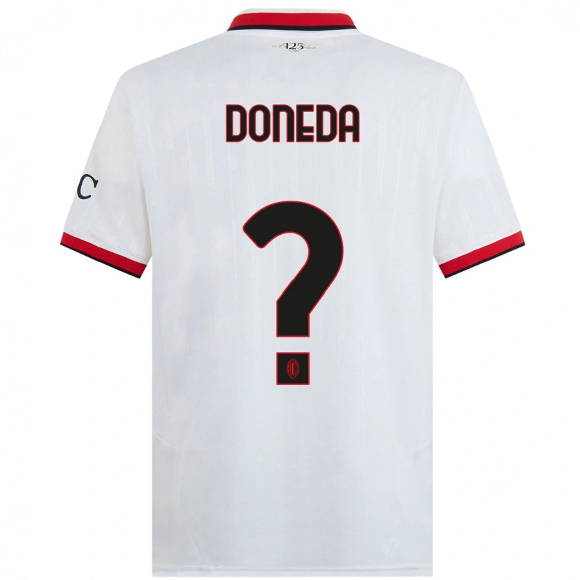 Danxen Børn Paolo Doneda #0 Hvid Sort Rød Udebane Spillertrøjer 2024/25 Trøje T-Shirt