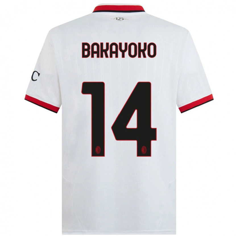 Danxen Børn Tiemoue Bakayoko #14 Hvid Sort Rød Udebane Spillertrøjer 2024/25 Trøje T-Shirt