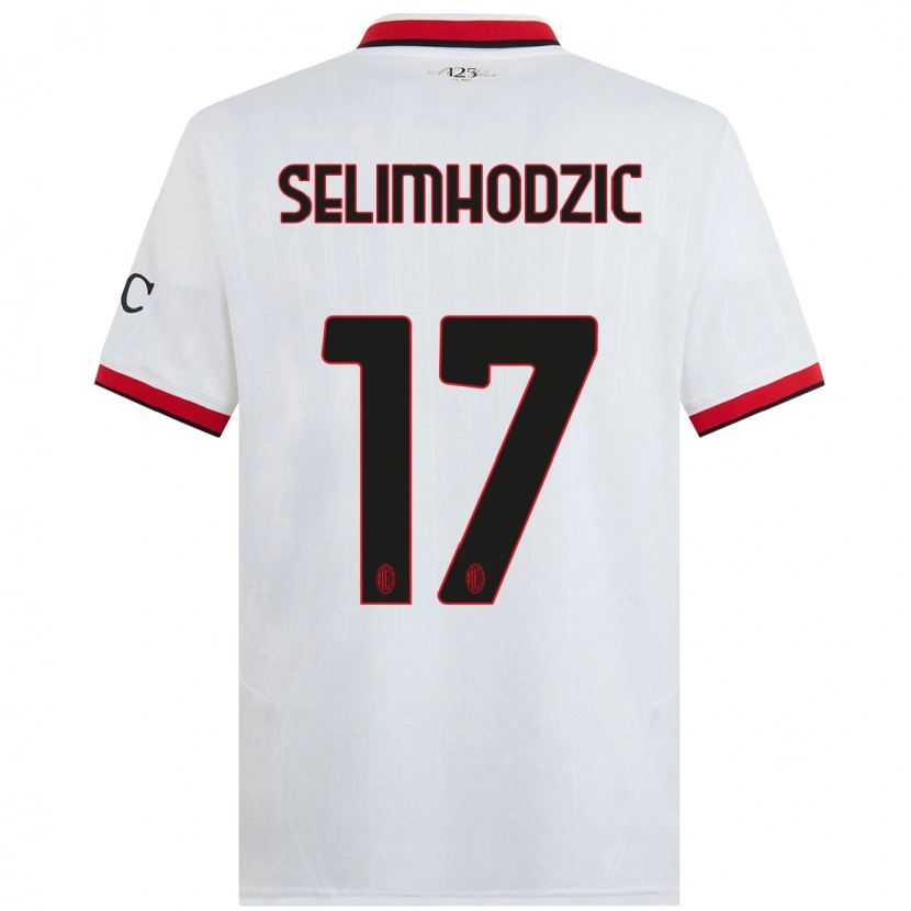Danxen Børn Noa Selimhodzic #17 Hvid Sort Rød Udebane Spillertrøjer 2024/25 Trøje T-Shirt