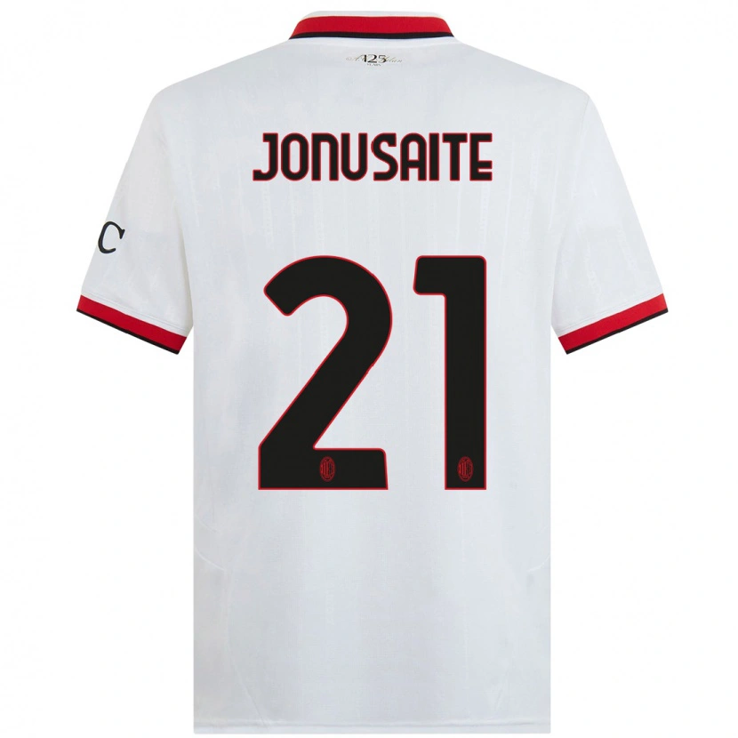 Danxen Børn Rimante Jonusaite #21 Hvid Sort Rød Udebane Spillertrøjer 2024/25 Trøje T-Shirt