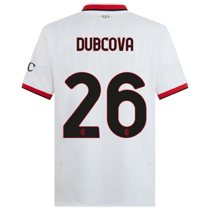 Danxen Børn Michaela Dubcova #26 Hvid Sort Rød Udebane Spillertrøjer 2024/25 Trøje T-Shirt