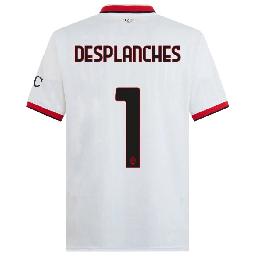 Danxen Børn Sebastiano Desplanches #1 Hvid Sort Rød Udebane Spillertrøjer 2024/25 Trøje T-Shirt