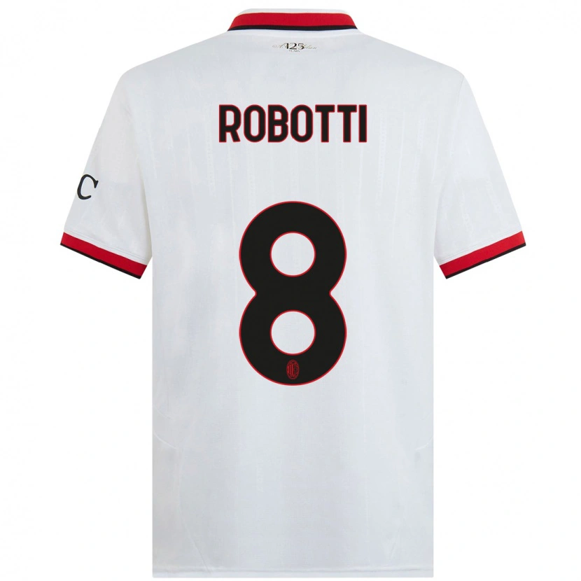 Danxen Børn Giovanni Robotti #8 Hvid Sort Rød Udebane Spillertrøjer 2024/25 Trøje T-Shirt