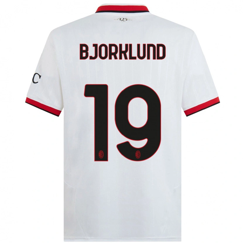 Danxen Børn Lukas Bjorklund #19 Hvid Sort Rød Udebane Spillertrøjer 2024/25 Trøje T-Shirt