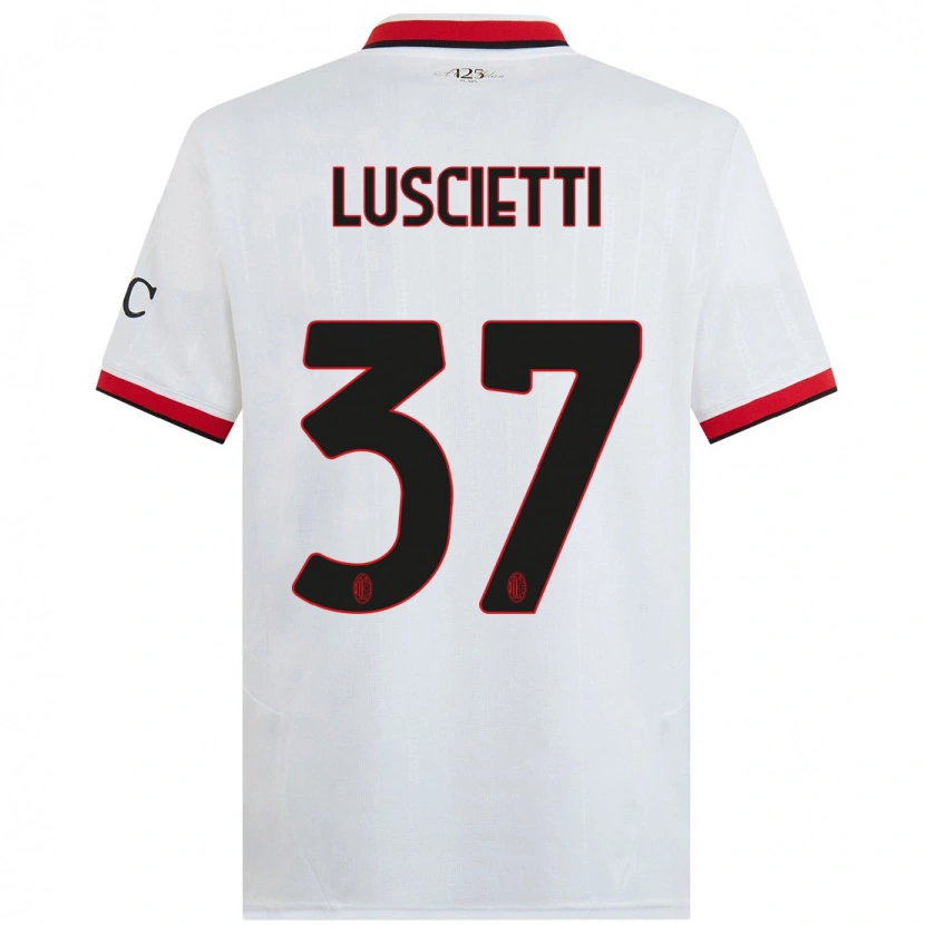 Danxen Børn Abebe Luscietti #37 Hvid Sort Rød Udebane Spillertrøjer 2024/25 Trøje T-Shirt