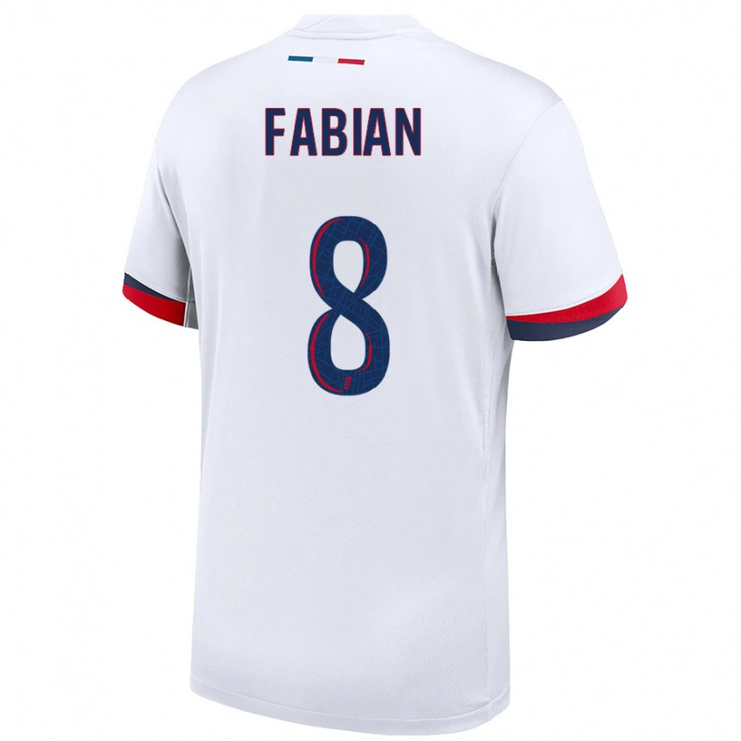Danxen Børn Fabián Ruiz #8 Hvid Blå Rød Udebane Spillertrøjer 2024/25 Trøje T-Shirt