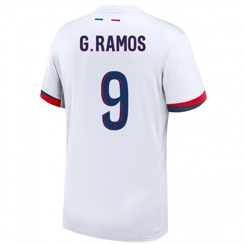Danxen Børn Gonçalo Ramos #9 Hvid Blå Rød Udebane Spillertrøjer 2024/25 Trøje T-Shirt