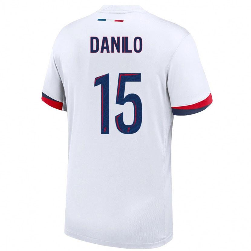Danxen Børn Danilo Pereira #15 Hvid Blå Rød Udebane Spillertrøjer 2024/25 Trøje T-Shirt