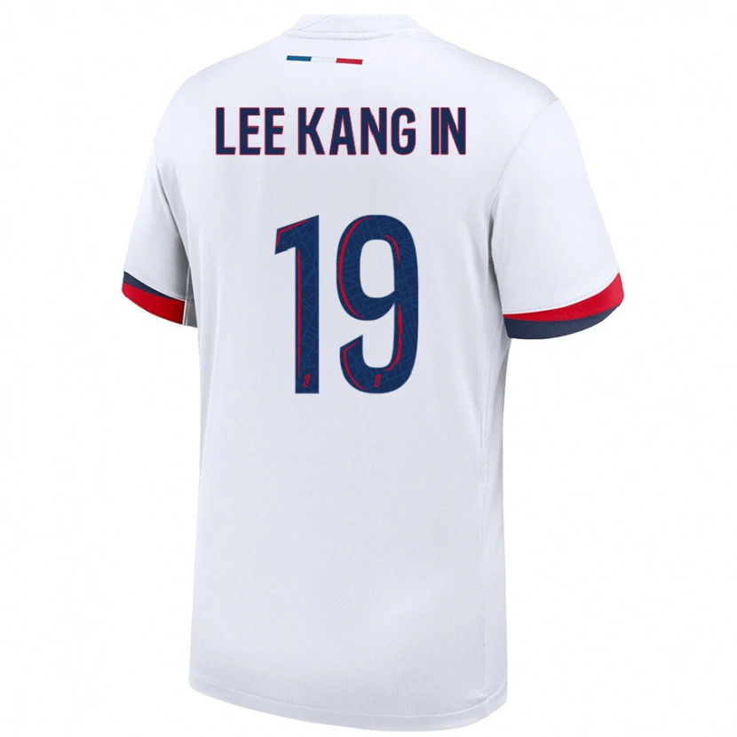 Danxen Børn Kang-In Lee #19 Hvid Blå Rød Udebane Spillertrøjer 2024/25 Trøje T-Shirt