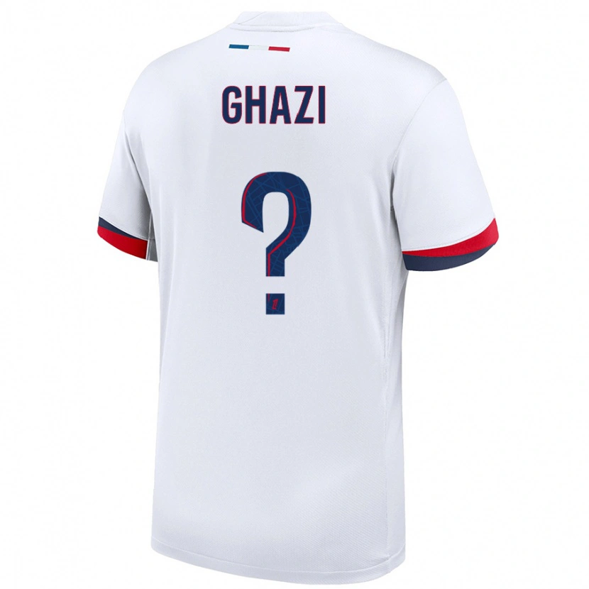 Danxen Børn Yacine Ghazi #0 Hvid Blå Rød Udebane Spillertrøjer 2024/25 Trøje T-Shirt