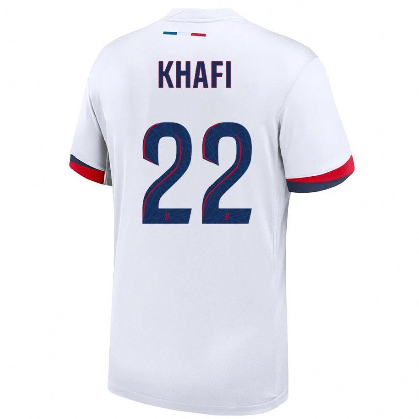 Danxen Børn Yanis Khafi #22 Hvid Blå Rød Udebane Spillertrøjer 2024/25 Trøje T-Shirt
