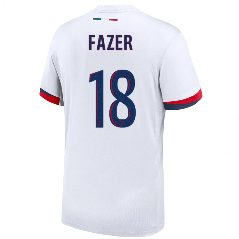 Danxen Børn Laurina Fazer #18 Hvid Blå Rød Udebane Spillertrøjer 2024/25 Trøje T-Shirt