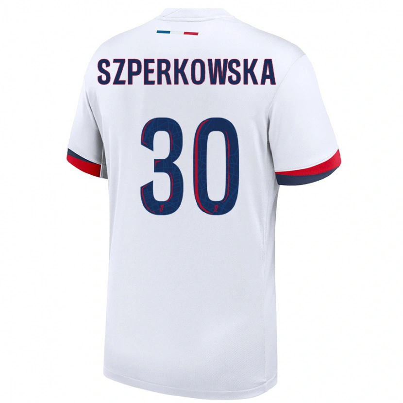 Danxen Børn Oliwia Szperkowska #30 Hvid Blå Rød Udebane Spillertrøjer 2024/25 Trøje T-Shirt