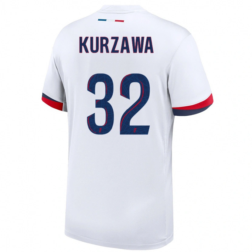 Danxen Børn Layvin Kurzawa #32 Hvid Blå Rød Udebane Spillertrøjer 2024/25 Trøje T-Shirt