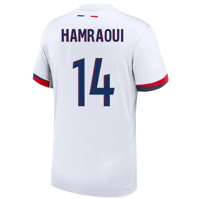 Danxen Børn Kheira Hamraoui #14 Hvid Blå Rød Udebane Spillertrøjer 2024/25 Trøje T-Shirt
